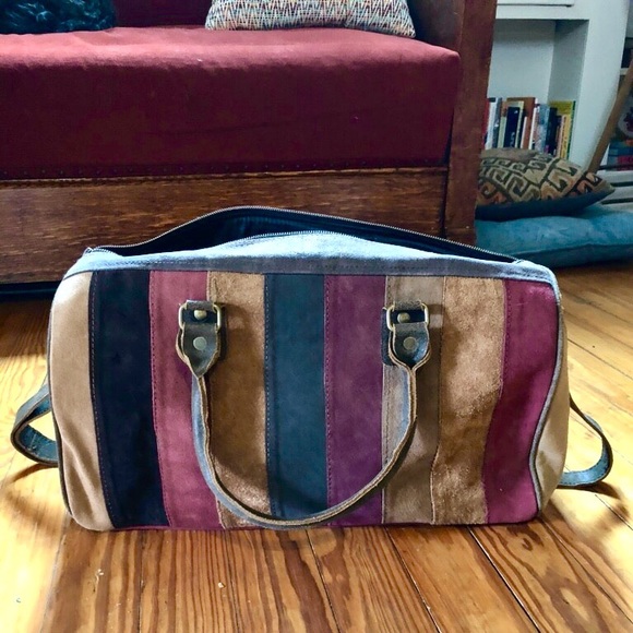 handmade suede leather Vietnamese weekend bag